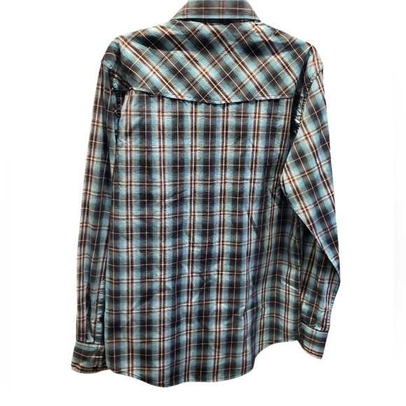 Cinch Modern Fit Two Pocket Men's 100% Cotton Long Sleeve Snap Button Shirt Sz S - Picture 2 of 8